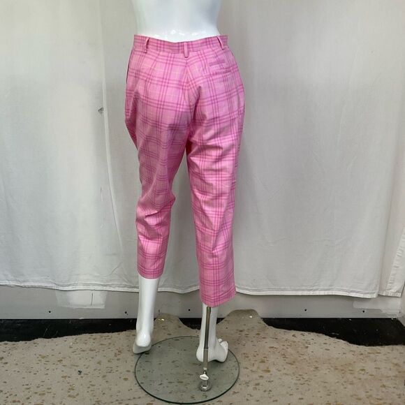 Burberry Golf Pink  Vintage Nova Check Plaid Capris high Rise Trouser Pink 28 - Picture 7 of 13